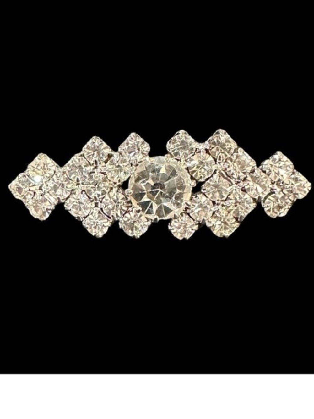 Vintage Brooch Silver Tone Sparkling Rhinestone Prong Set Costume Jewelry